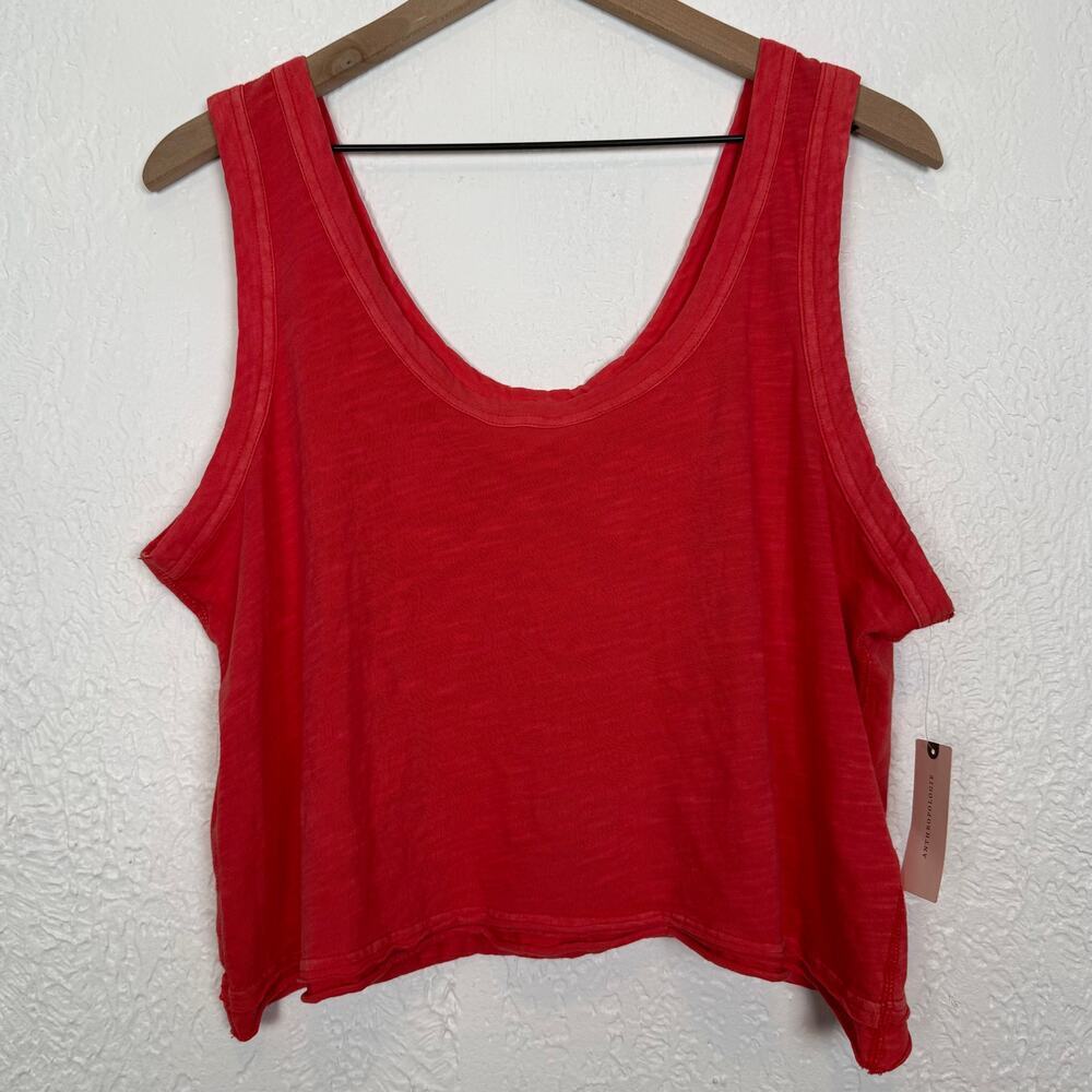 Pilcro Anthropologie Kacey Cotton Slub Crop Tank Top NWT Size Large - Picture 2 of 5